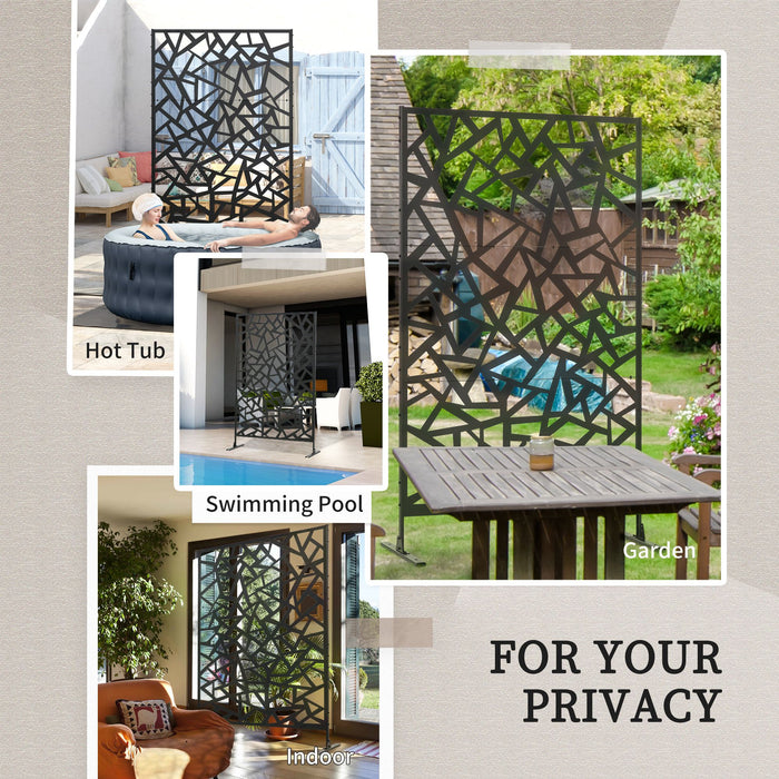 Metal Decorative Garden Partition Screen - Freestanding Outdoor Privacy Divider with Expansion Screws - Ideal for Patio, Deck, and Backyard Spaces