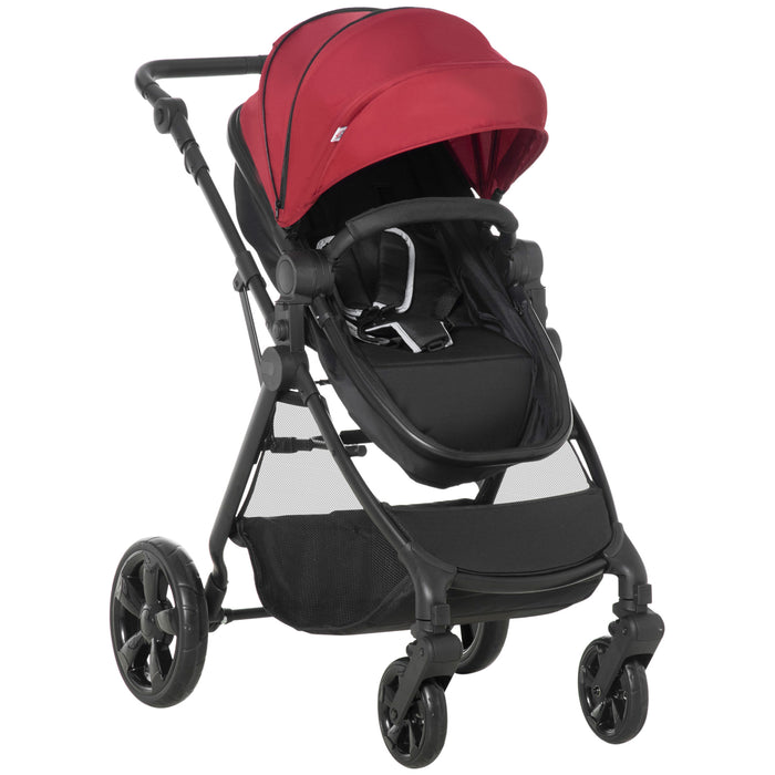 2-in-1 Lightweight Pushchair with Reversible Seat - Foldable Travel Baby Stroller Featuring Fully Reclining Design - Ideal for Newborns to Toddlers with Secure 5-Point Harness