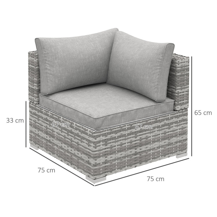 PE Rattan Wicker Outdoor Corner Sofa Chair - Single Patio Seating with Cushions in Grey - Ideal for Garden and Deck Relaxation