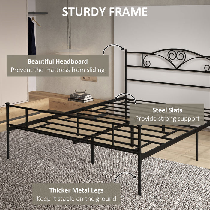 King Size 5ft4 Metal Bed Frame with Headboard and Footboard - Sturdy Construction, Ample Under-Bed Storage - Ideal for Master Bedroom Space Optimization