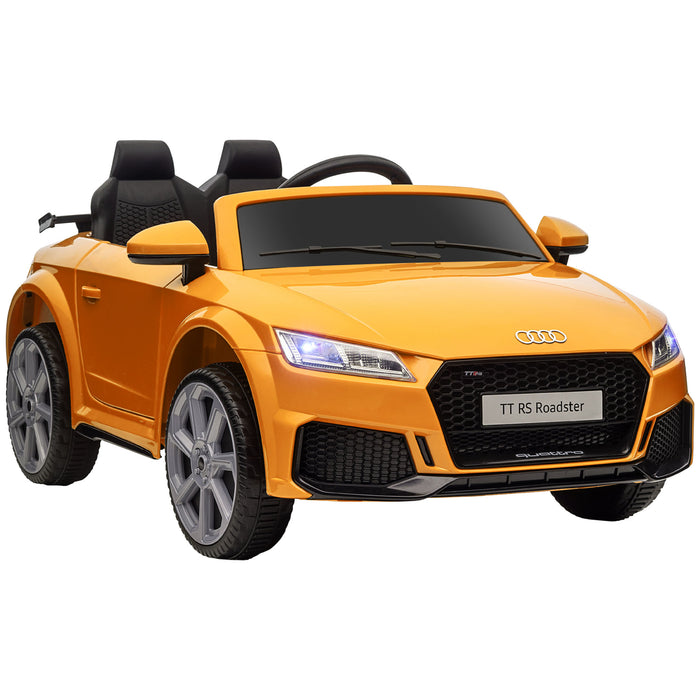 Kids Licensed Audi TT RS - Electric Ride-On Car with Remote, 12V Battery, Suspension, Headlights, MP3 Player, 3km/h in Yellow - Fun Driving Experience for Children