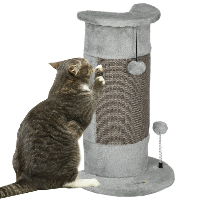 Cat Scratching Post 58cm - Corner Wall Claw Scratcher with Sisal Rope, Plush Cover, and Play Balls - Stability for Active Cats and Kittens