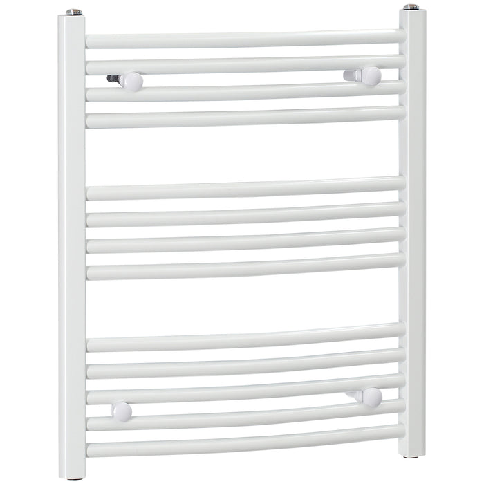 Hydronic Ladder-Style Towel Warmer - 600x700mm Straight Heated Towel Rail for Bathroom Central Heating - White Radiator for Cozy & Dry Towels