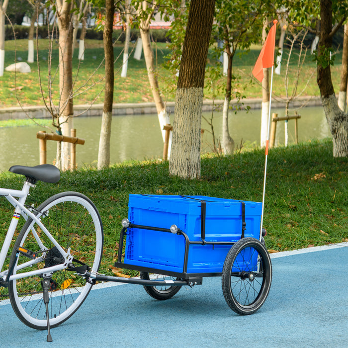 Bike Trailer with 65L Cargo Box - Sturdy Steel Bicycle Carrier, Foldable Design, 40KG Capacity - Ideal for Hauling Gear and Groceries