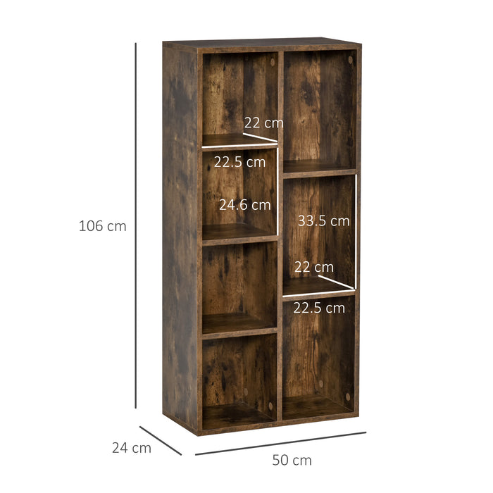 Industrial Cube Bookshelf - Rustic Brown Free Standing Display Cabinet with Storage Cubes - Ideal for Home Office, Living Room, or Study Organization