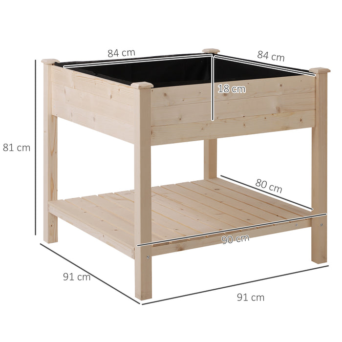 Elevated Wooden Garden Bed - Outdoor Planter Box with Storage Shelf for Planting Flowers & Herbs - Ideal for Patio, Deck, and Balcony Gardening