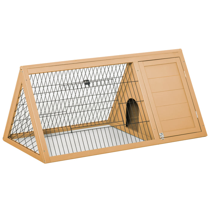 Wooden Rabbit Hutch - Small Animal Enclosure with Outdoor Run, Yellow - Ideal Home for Bunnies and Small Pets