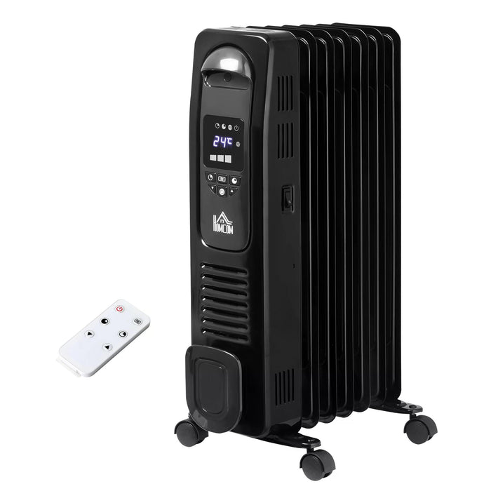 1630W Digital Oil Filled Radiator - 7-Fin Portable Electric Heater with LED Display, Built-in Timer & Remote Control - Ideal for Home Heating & Energy Efficiency