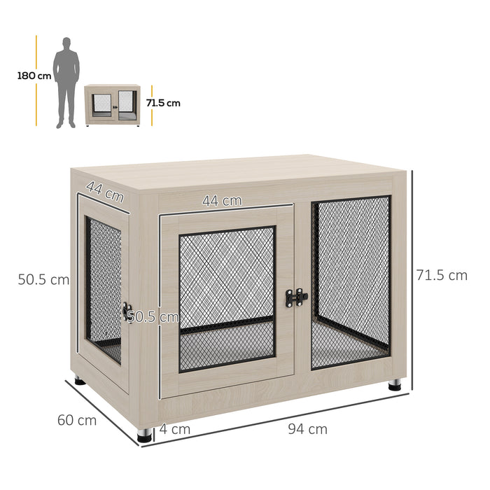 2-in-1 Dog Cage & Stylish End Table - Dual-Door Pet Crate with Comfortable Cushion - Ideal for Large Dogs & Home Décor Integration