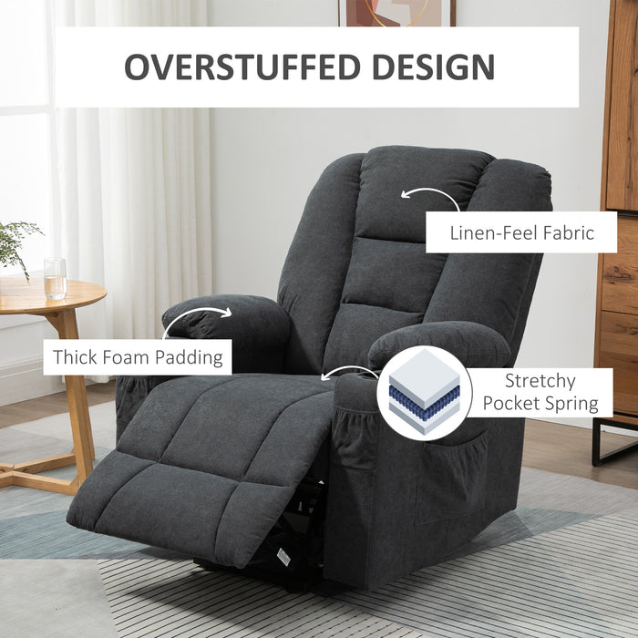 ElderEase Comfort Recliner - Oversized Upholstered Lift Chair with Remote Control and Storage - Ideal for Seniors, Features Side Pockets and Cup Holder