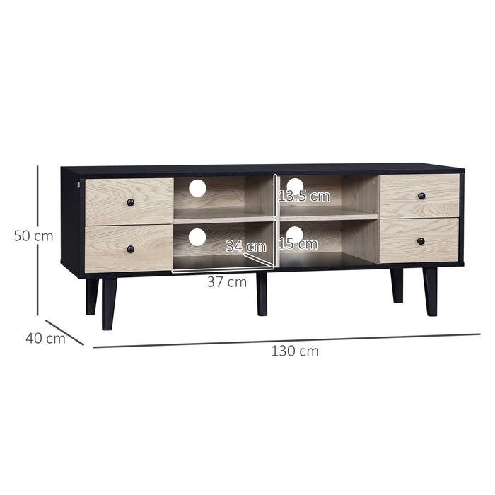 Modern Grey TV Stand - Fits Up to 60" Television, Storage Console with Drawers & Adjustable Shelves - Stylish Living Room Entertainment Center