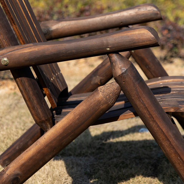 Ergonomic Wooden Adirondack Chair - Durable Fir Wood Patio Lounger with Carbonized Finish - Ideal for Garden Relaxation & Outdoor Comfort