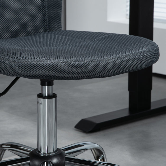 Ergonomic Armless Task Chair - Breathable Mesh Swivel Computer Desk Chair with Adjustable Height - Ideal for Home Office and Study Use, Dark Grey