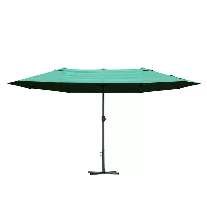 Double-Sided 4.6m Garden Parasol - Patio & Market Sun Shelter with Canopy Shade, Outdoor Use in Dark Green - Ideal for Residential and Commercial Spaces