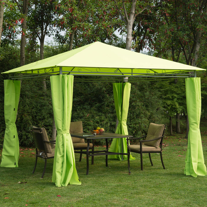 Metal Garden Gazebo, 3m x 3m, Lemon Green - Sturdy Outdoor Shelter with Elegant Design - Ideal for Backyard Entertaining & Protection from Elements