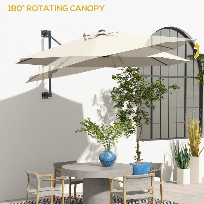 Wall Mounted Parasol with Air Vent - Beige Garden Patio Sun Shade Canopy - Ideal Outdoor Umbrella for UV Protection and Comfort