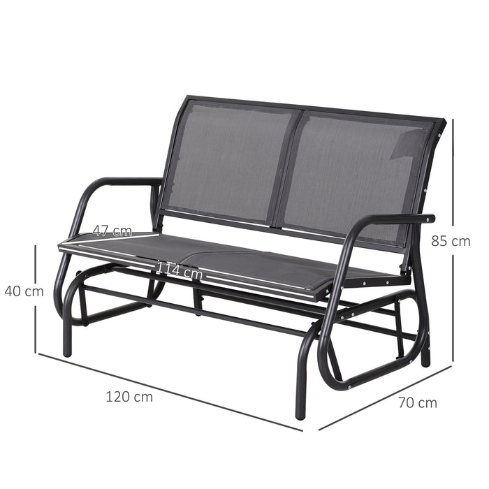 Outdoor Double Seater Glider Bench - Patio Swing Chair Loveseat with Powder-Coated Steel Frame - Ideal for Garden, Porch, & Backyard Relaxation, Grey