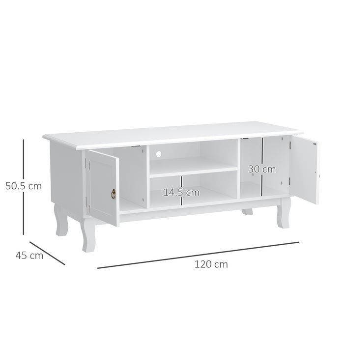 Ivory White Corner TV Stand - Sleek MDF Media Unit Table - Ideal for Space Saving & Living Room Organization