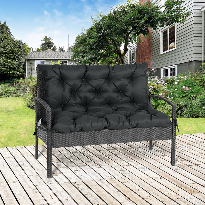 2-Seater Bench and Garden Chair Cushion with Back - Indoor and Outdoor Comfort Seating Pad, 98 x 100 cm, Black - Ideal for Home and Garden Furniture