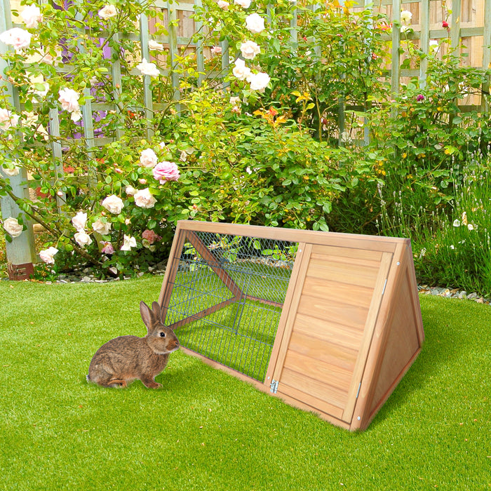 Wooden Rabbit Hutch - Small Animal Enclosure with Outdoor Run, Yellow - Ideal Home for Bunnies and Small Pets