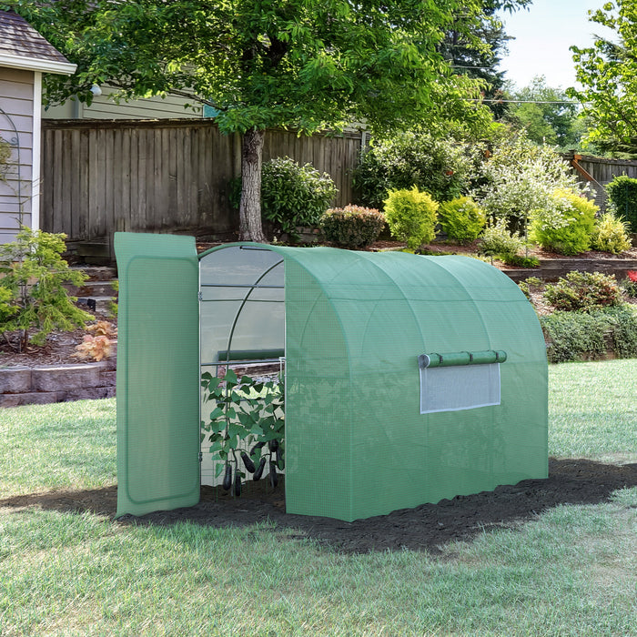 Spacious Walk-In Plant Greenhouse - Sturdy Galvanized Steel Frame & Hinged Metal Door with Mesh Windows, 3x2M - Ideal for Gardeners & Extended Growing Seasons