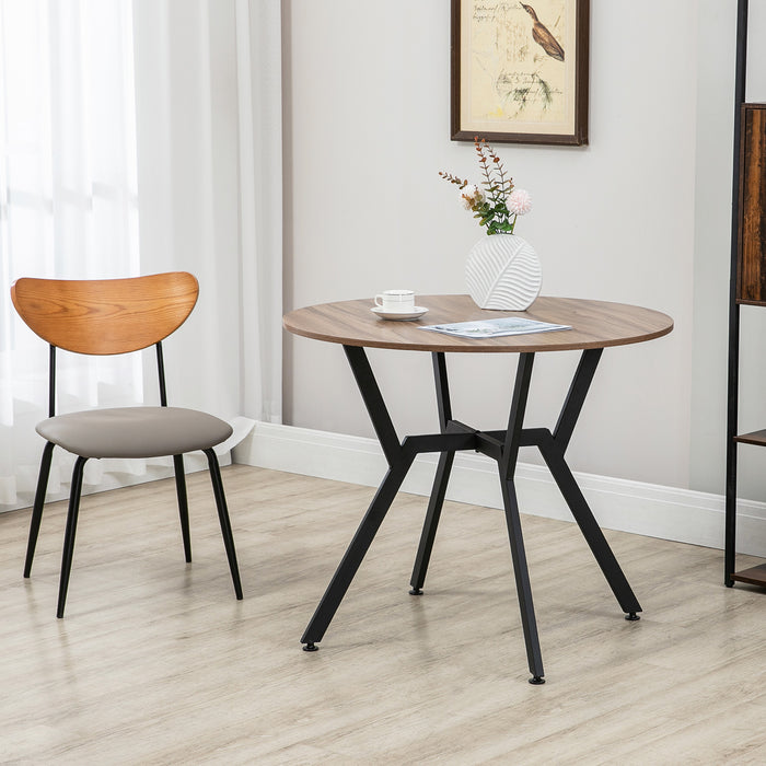 Modern Brown Dining Room Table - Sturdy Black Legs with Anti-Slip Foot Pads, 90 x 76 cm - Ideal for Living or Dining Room Elegance