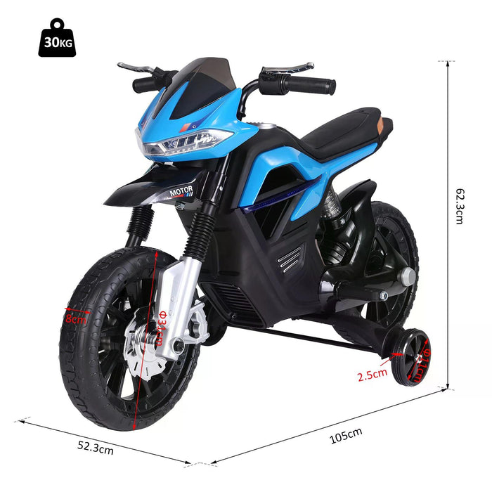 Kids Motorbike Scooter - 6V Electric Ride On with Brake Lights and Music - Ideal for Toddlers and Young Children