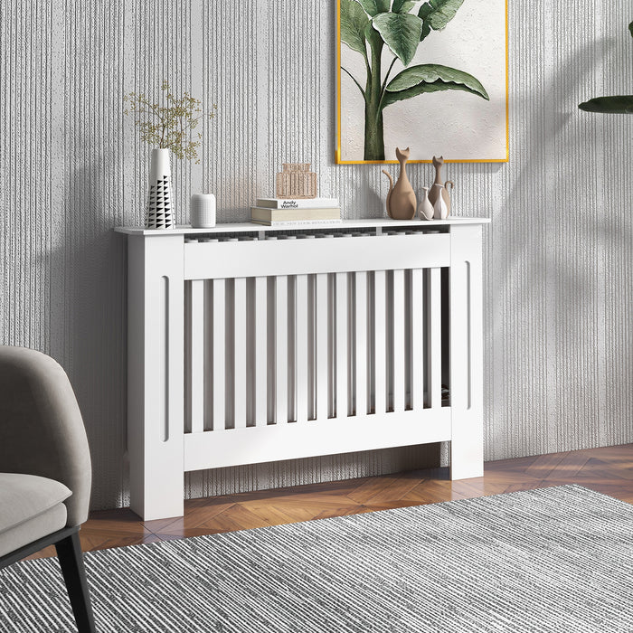 Contemporary Minimalist Radiator Cover - MDF Construction, 112x81x19cm, Sleek White Finish - Stylish Heating Solution for Modern Homes