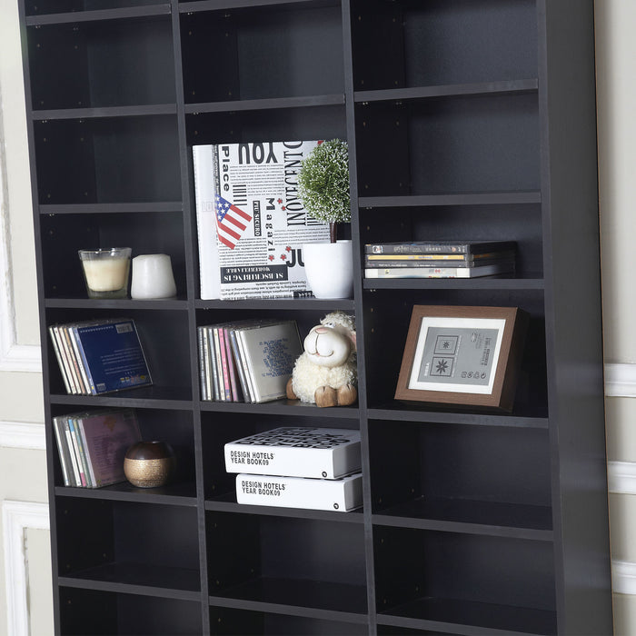 CD/DVD Storage Rack - Adjustable Shelving for 1116 CDs, 102x24x195 cm, Black - Space-Saving Media Organizer for Collectors