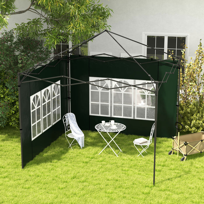 Gazebo Side Panel Replacements with Windows - Fits 3x3m or 3x6m Canopy, Green, Pack of 2 - Ideal for Outdoor Shelter and Privacy