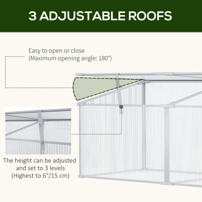 Outdoor Greenhouse - Polycarbonate Grow House for Flowers and Vegetables with Aluminium Frame - Raised Bed Garden Structure 180x51x51cm