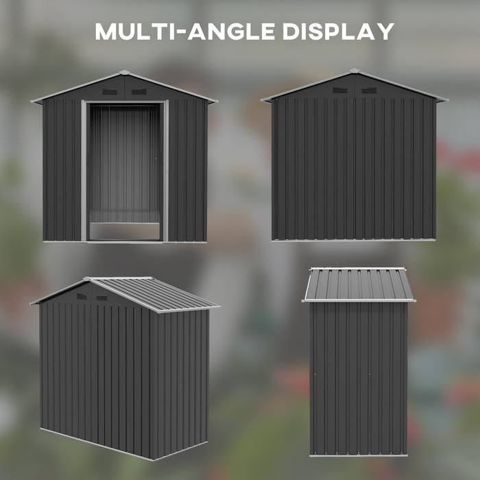 6.5x3.5ft Metal Garden Storage Shed - Outdoor Tool Organization with Double Sliding Doors, 4 Vents - Ideal for Garden Equipment and Supplies