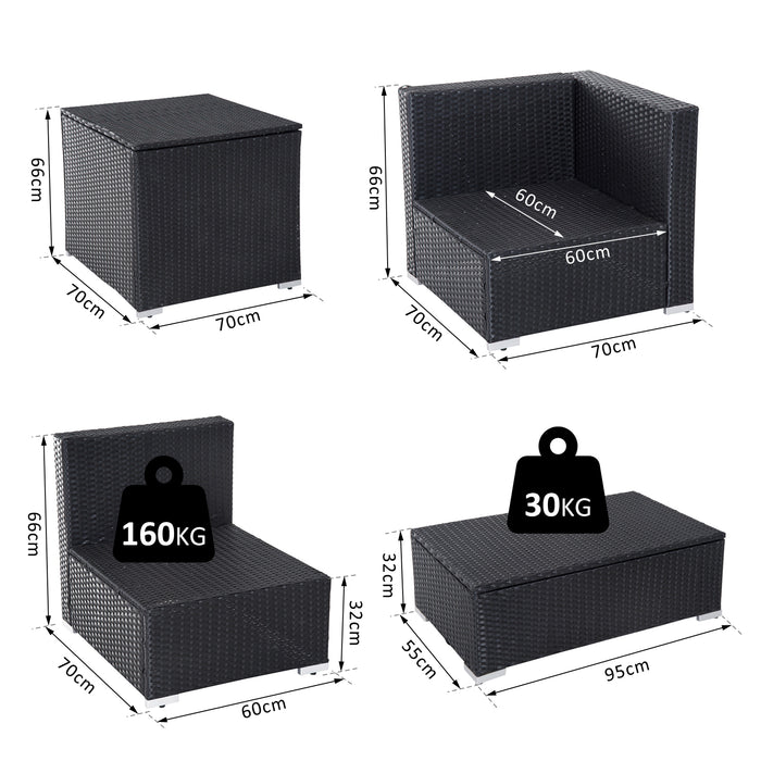 4-Seater Rattan Corner Sofa Set - Wicker Garden Furniture with Cushions - Ideal for Patio & Outdoor Lounge Areas