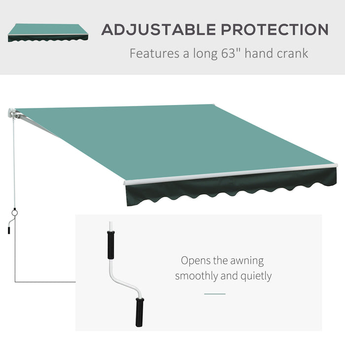 Manual Retractable Awning - 3x2.5m Dark Green Sun Shade Canopy for Garden and Patio - Outdoor Shelter and Protection