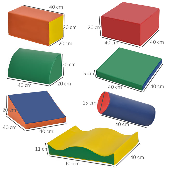 Soft Play 7-Piece Blocks - Climb & Crawl Foam Building Set for Toddlers - Safe, Non-Toxic Stacking Toys for Early Education and Active Play