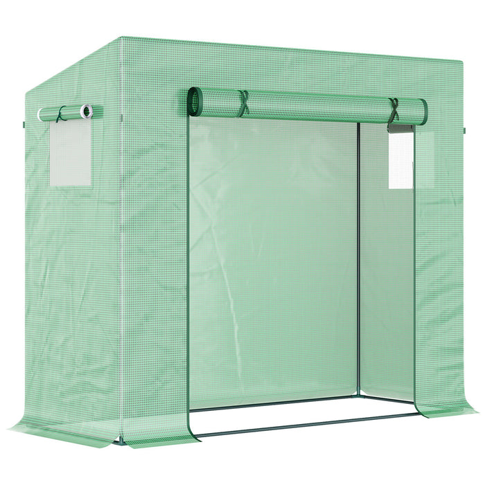 GardenPro Greenhouse - PE Cover with Roll-Up Windows and Zippered Door for Climate Control - Ideal for Fruits, Veggies, and Plant Protection (198x77x149-168cm)