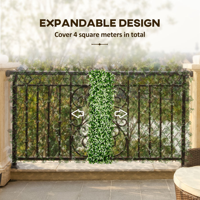 Expandable Faux Privacy Fence 2-Pack - 2x1m Decorative Trellis with Lifelike Artificial Leaves - Ideal for Garden Screening and Wall Greenery