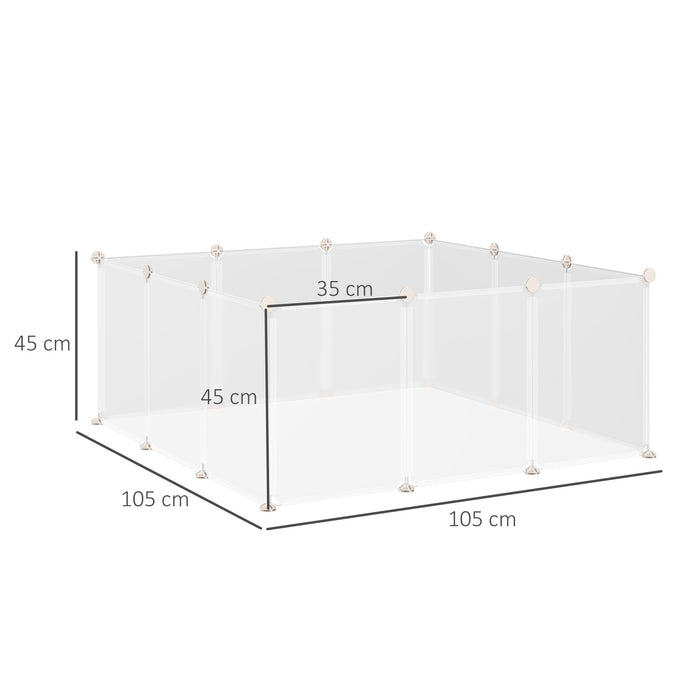 DIY Small Animal Playpen - 12-Panel Portable Plastic Fence for Pets - Ideal Hedgehog, Bunny, Chinchilla & Guinea Pig Enclosure