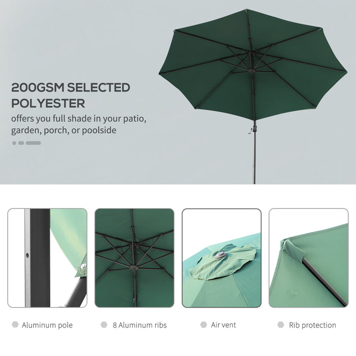 3M Patio Offset Roma Umbrella - Cantilever Hanging Sunshade with 360° Rotation and Cross Base - Ideal Outdoor Shelter for Gardens and Patios