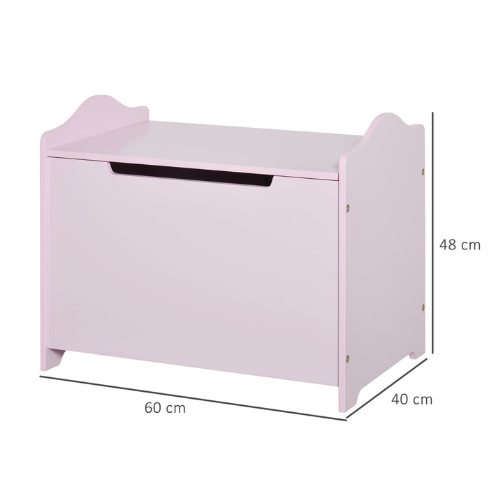 Kids Toy Chest with Safety Hinge - Wooden Children's Storage Organizer for Playroom, Pink - Space-Saving Furniture Ideal for Toys & Games, 60x40x48cm