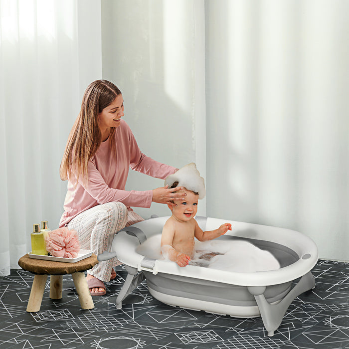 Foldable Infant Bath Tub - Temperature Responsive Drain Plug and Compact Design - Ideal for Newborns to Toddlers up to 3 Years