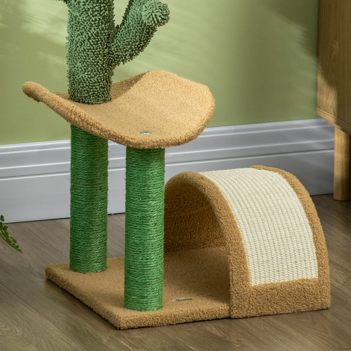 Wooden Cat Climbing Tower with Play Ball - 72cm Kitty Activity Center with Sisal Scratching Post & Cozy Bed - Ideal for Playful Cats and Scratch Training