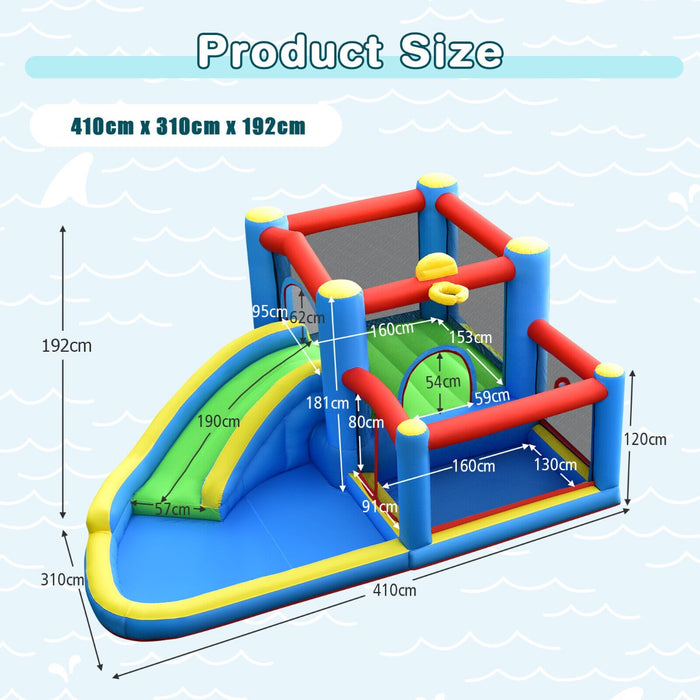 Bouncy Kingdom - Kids Inflatable Trampoline House With Slide and Target Balls - Ideal For Indoor and Outdoor Play