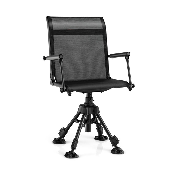 360° Swivel Hunting Chair - Black, Four Adjustable Legs, Full Rotation - Ideal for Outdoor Hunting Activities