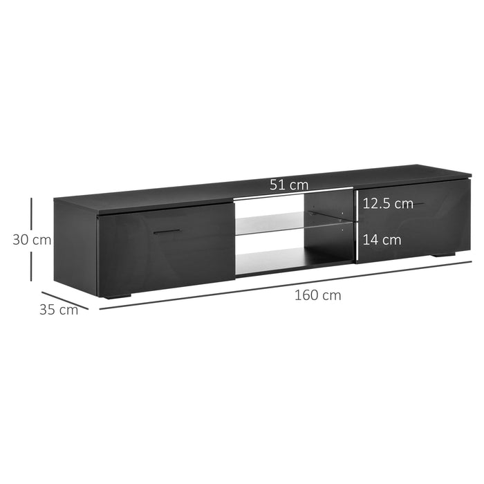 High Gloss TV Stand Cabinet with LED RGB Lighting - Fits Up to 55" TVs, Media Console with Storage - Modern Entertainment Center with Remote Control