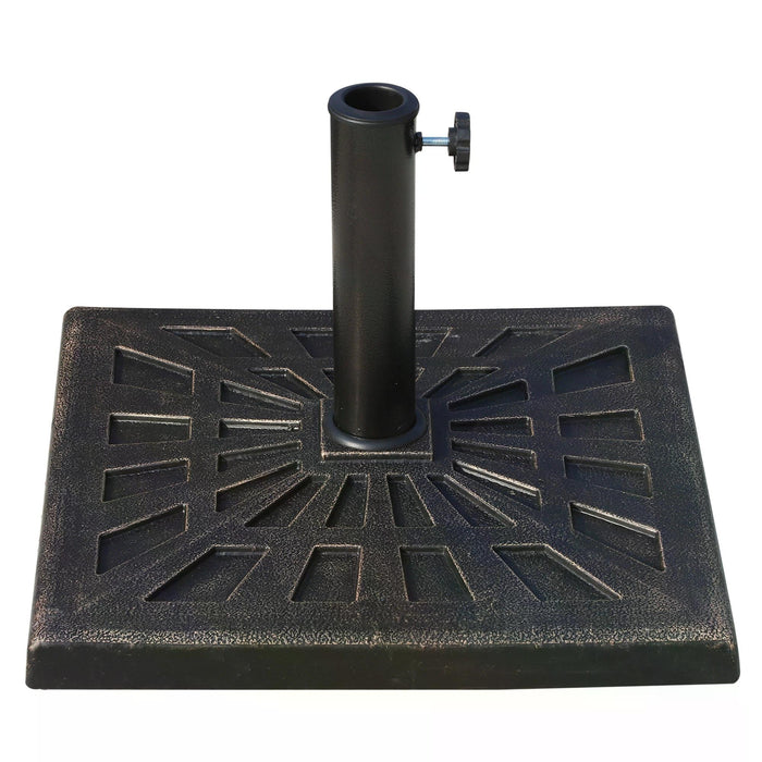 15kg Parasol Base - Square Colophony Garden Patio Umbrella Stand with Durable Bronze Pattern - Sunshade Support for Outdoor Spaces