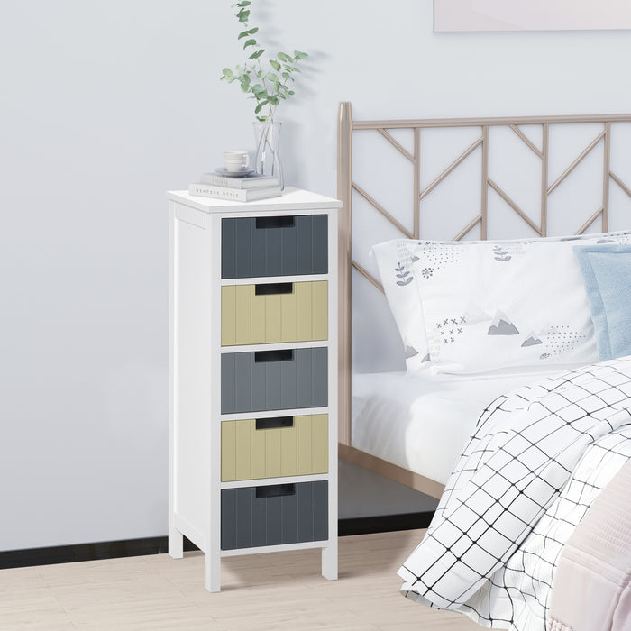 Tall 5-Drawer Dresser Storage Tower - Detachable Fabric Drawers with Sturdy Wood Top - Space-Saving Organizer for Bedroom, Nursery, or Hallway