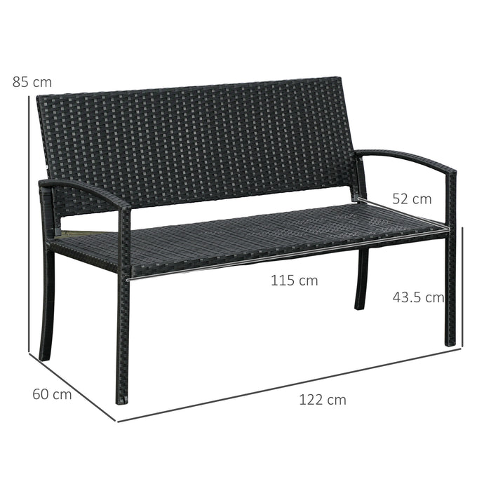 Rattan Chair 2-Seater Loveseat - Black Rattan Outdoor Furniture - Perfect for Couples and Patio Conversations