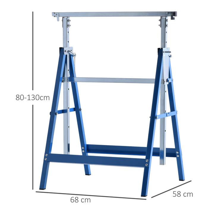 Adjustable Telescopic Builders Trestle Twin-Pack - DIY Steel Work Bench and Folding Sawhorse for Carpentry - Convenient Construction Tools for Contractors and Home Projects