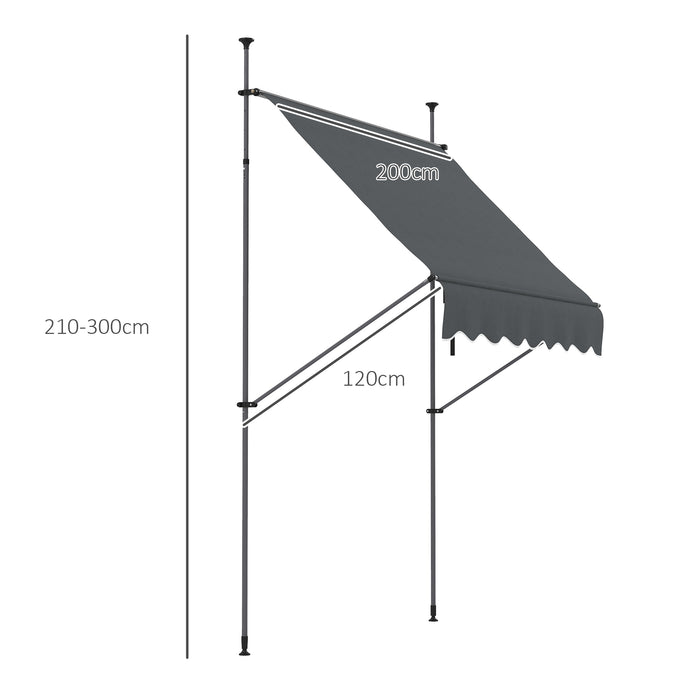 Retractable Outdoor Awning 1.2m - UV-Resistant Free Standing Patio Sun Shade Shelter, Dark Grey - Ideal for Window and Door Protection